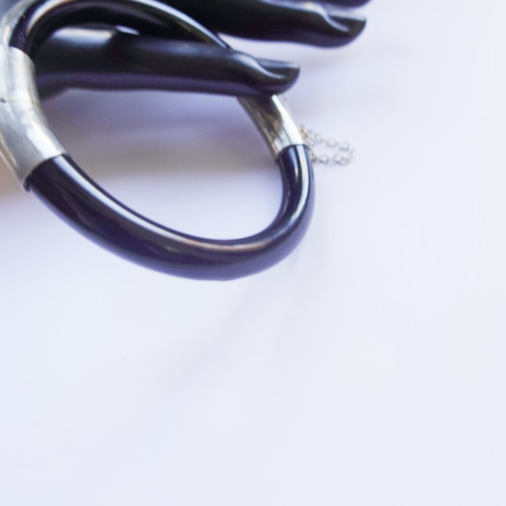 Black Gemstone Bangle Bracelet - image 3